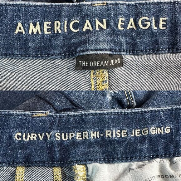 American Eagle CURVY SUPER HI RISE JEGGING Size 8 Blue Jeans Denim Pants 28x26.5 - Picture 11 of 12